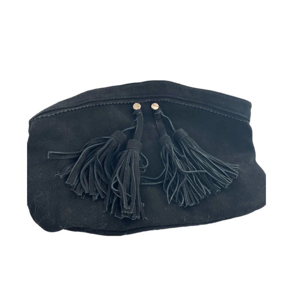 Mossimo suede boho fringe tassel Top zipper clutch